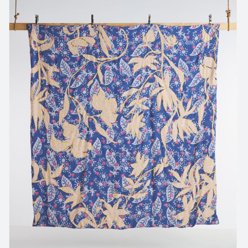 Anthropologie Klara Blue and Yellow Floral Duvet Cover +shams - Picture 3 of 6